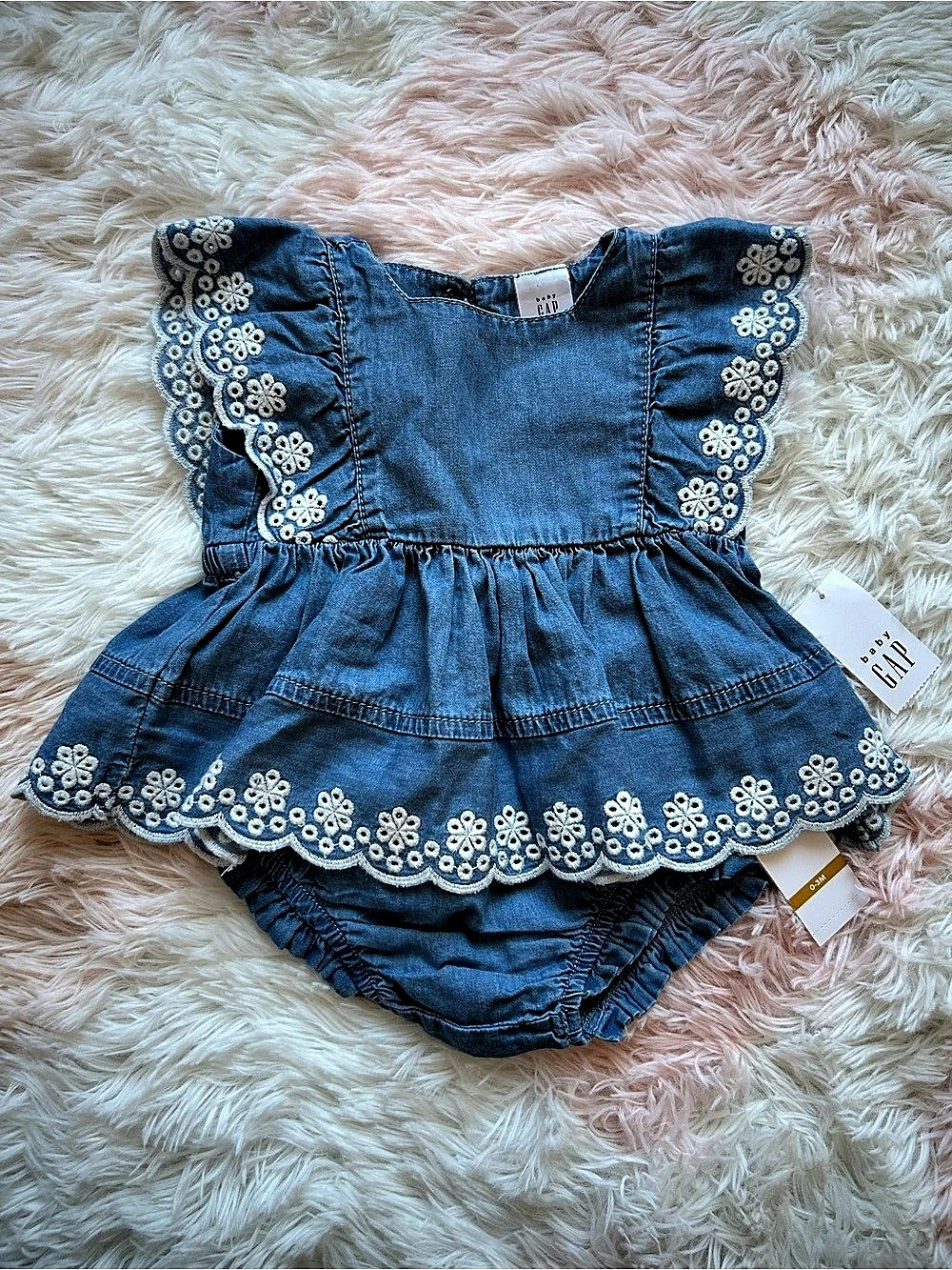 baby GAP Baby Denim Romper Set Blue Baby 0-3M NWT
